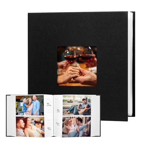 Photo Album 4×6 240 Photos with Writing Space, 4×6 Photo Album Leather Black