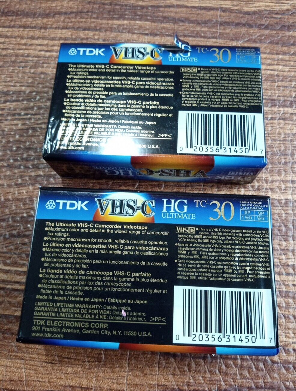 Lot of 2 TDK TC-30 HG Ultimate VHS-C Blank Tapes (Factory Sealed) Media