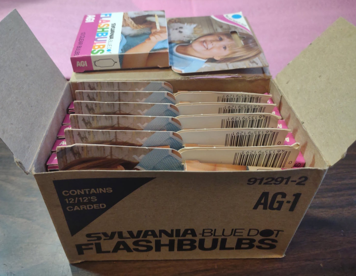 Original NOS Case of 12 Boxes (144ea. bulbs) Sylvania Blue Dot Flashbulbs. AG1