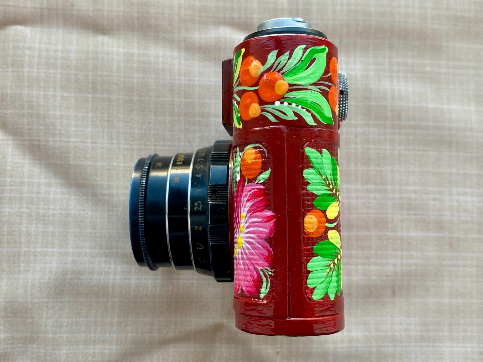 Unique FED-5V Ukrainian Camera | Petrykivka Folk Art | Hand Painted Souvenir