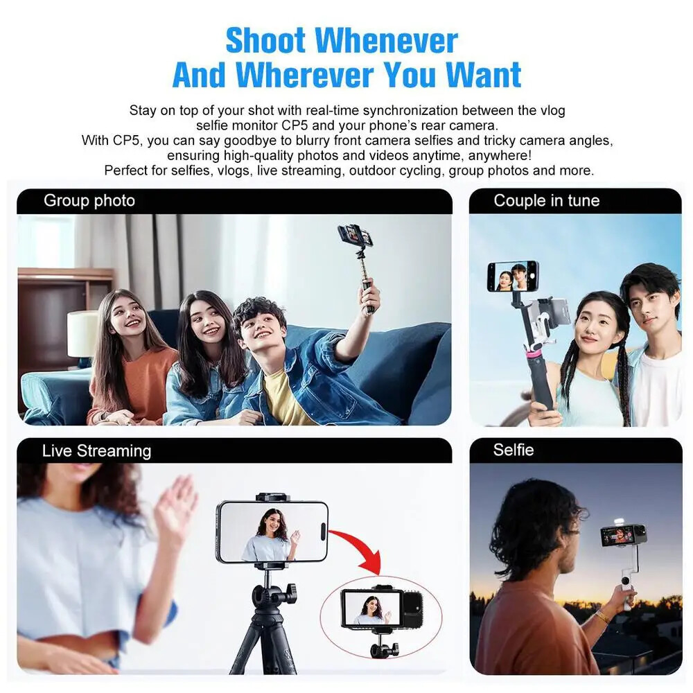 SHIMBOL CP5 Wireless Magnet Phone Monitor Screen Vlog Selfie Rear Camera Mirror