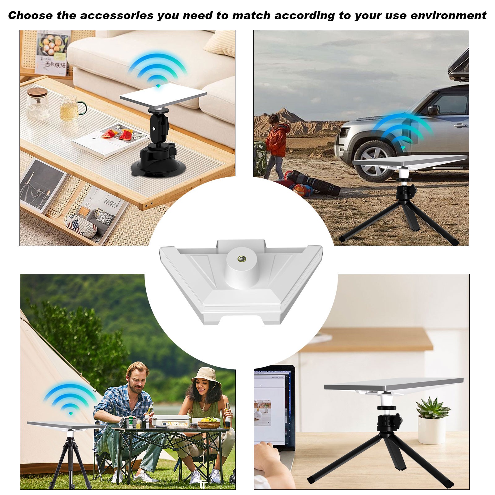 Multi-Scene 1/4″ & 3/8″ Thread Tripod Adapter Base Black&White for Starlink Mini
