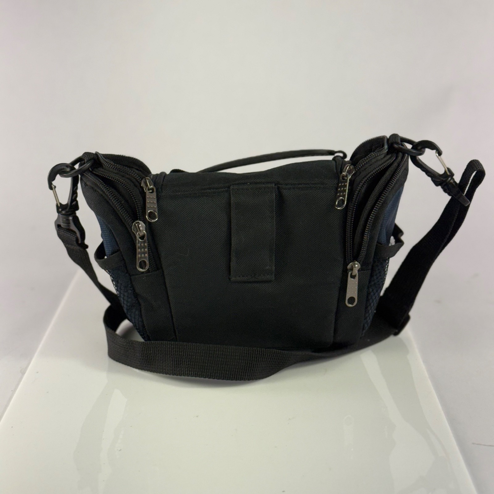 LeZura Small Padded Camera Shoulder Bag Blue Black Multi-Pocket with Adjustable