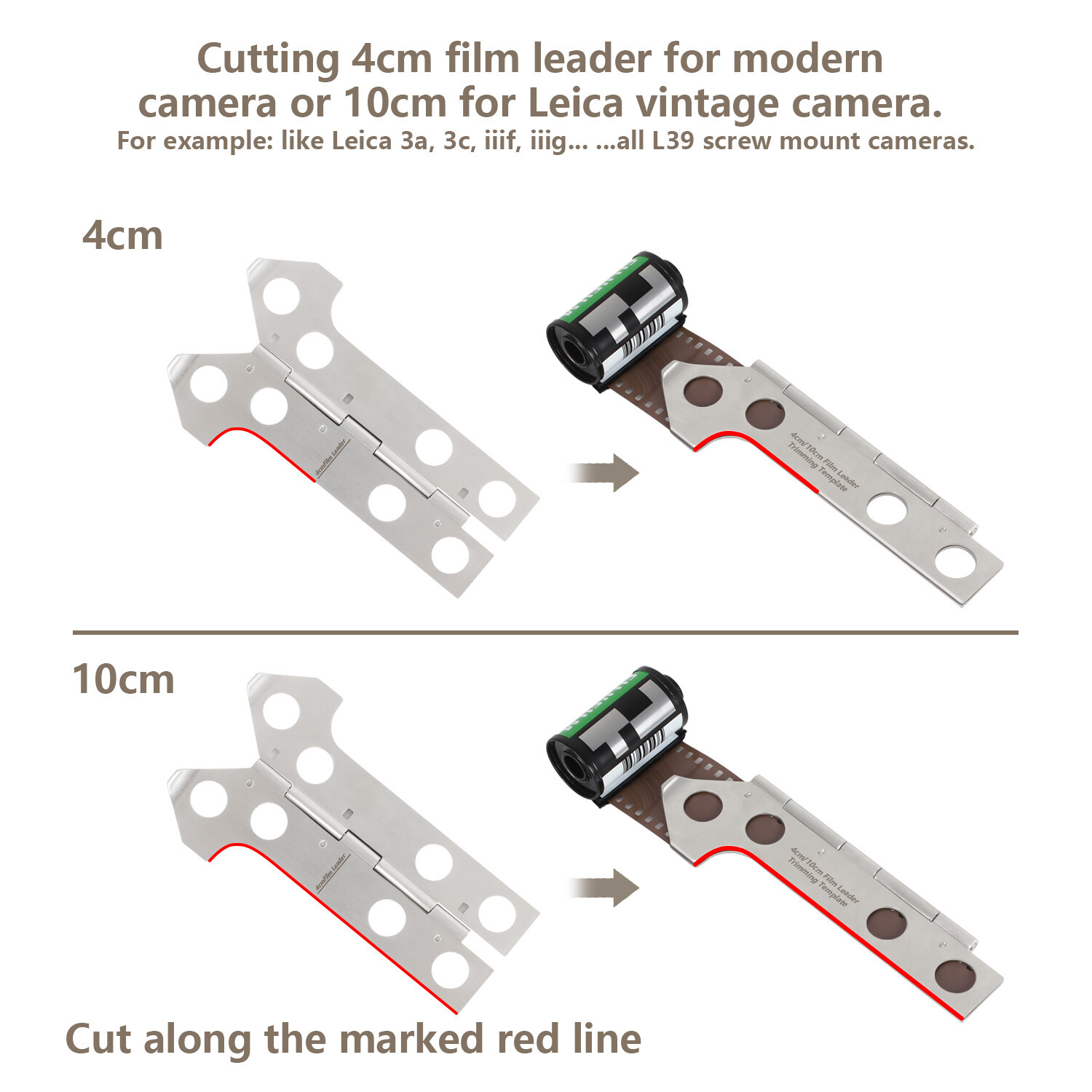 eTone 2 in 1 4cm/10cm Film Leader Trimming Cutting Template Leica ABLON Style