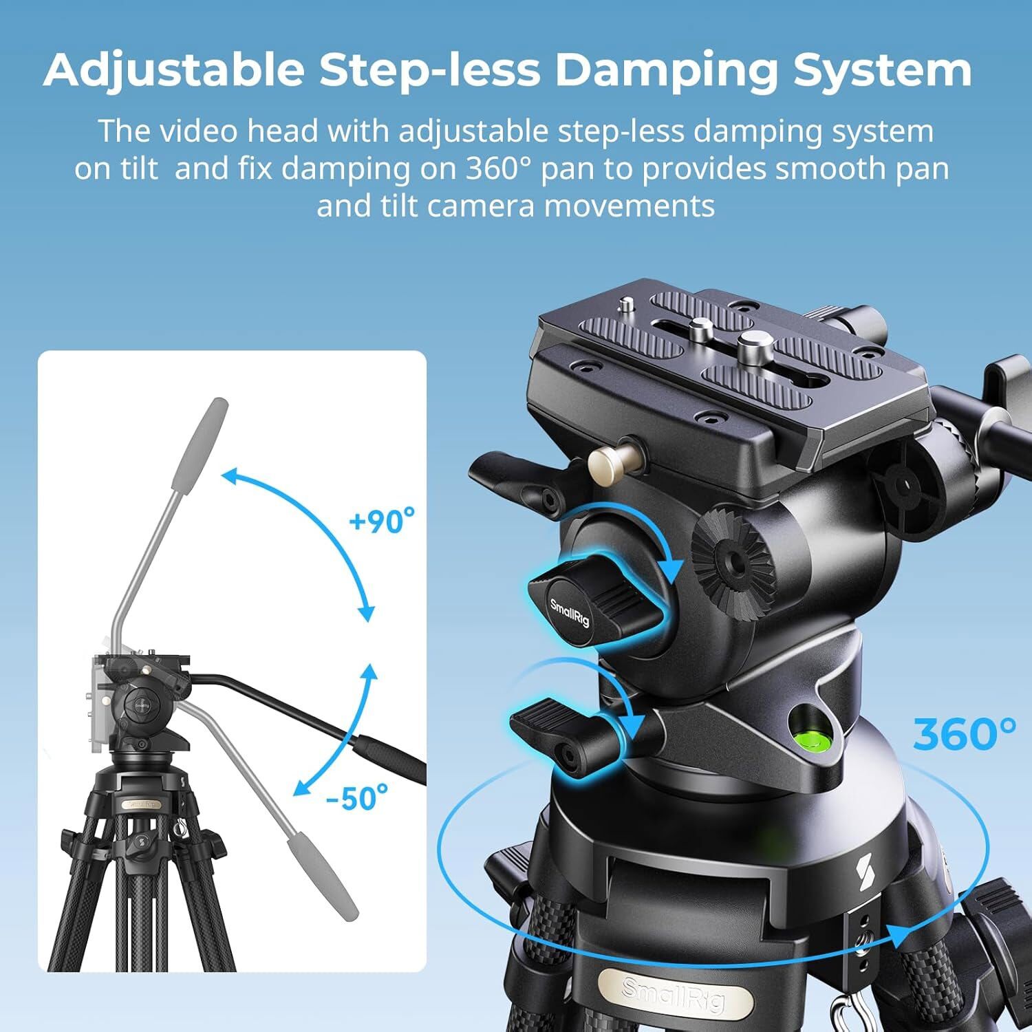 SmallRig 64” Lightweight Video Carbon Fiber Tripod Kit AD-50 4684