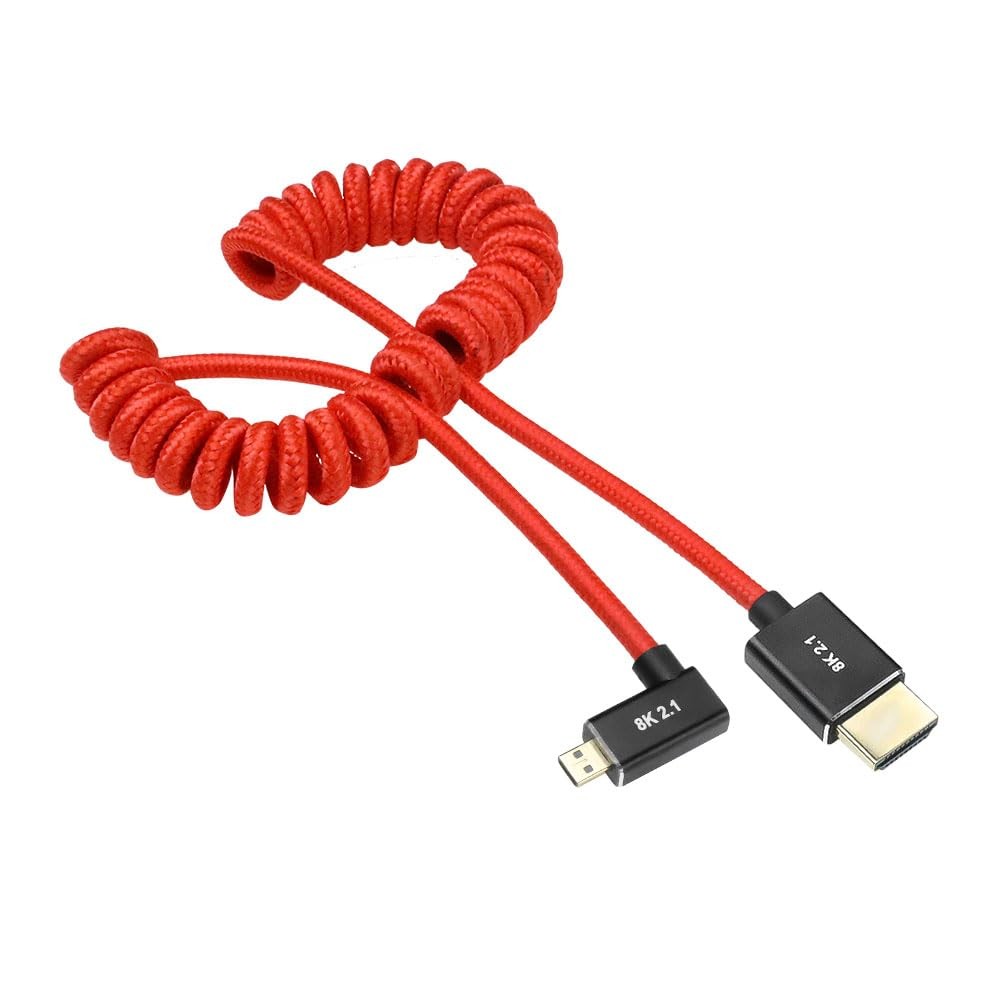 Left Angle Micro HDMI to HDMI Cable 8K@60Hz 4K@120Hz Braided 2.1 for Sony Canon