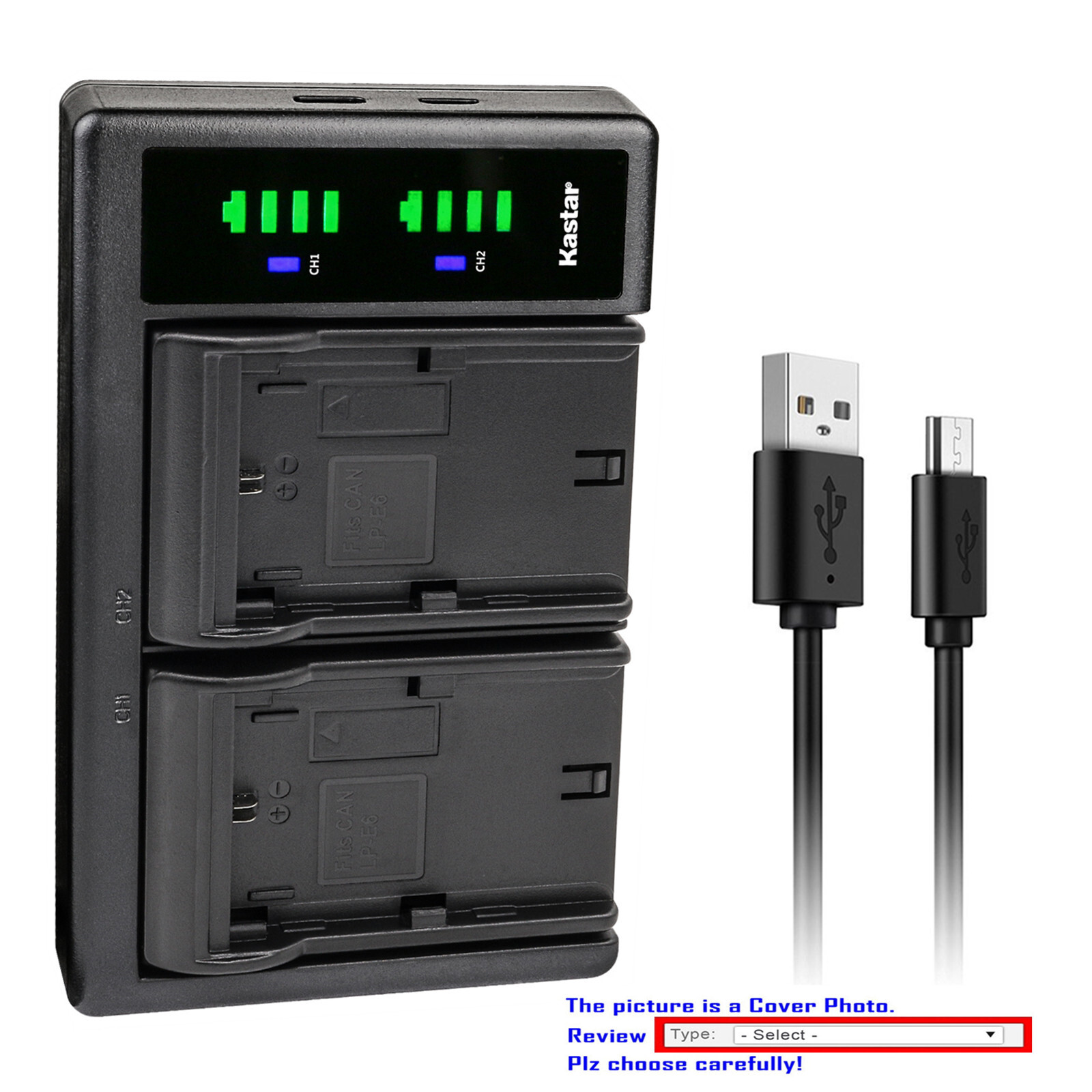Kastar Battery LTD2 USB Charger for Canon LP-EL Battery and Canon Speedlite EL-1