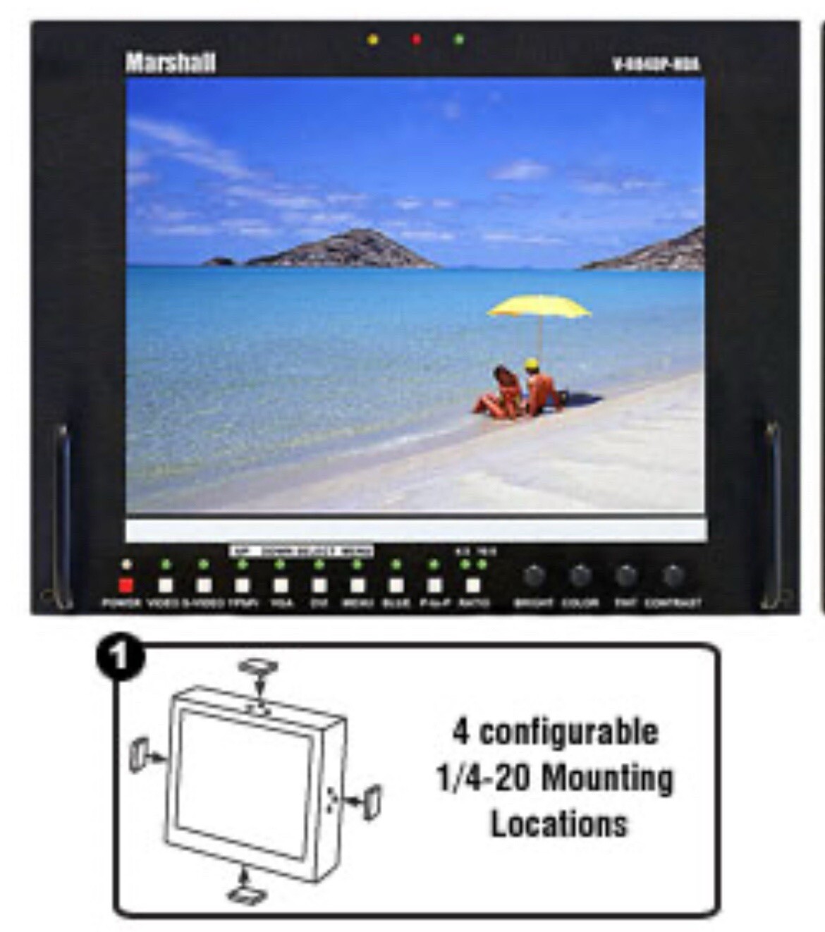 Marshall V-R84DP-HDA 8.4″ Field video camera Monitor w/Power Supply, & Sun hood