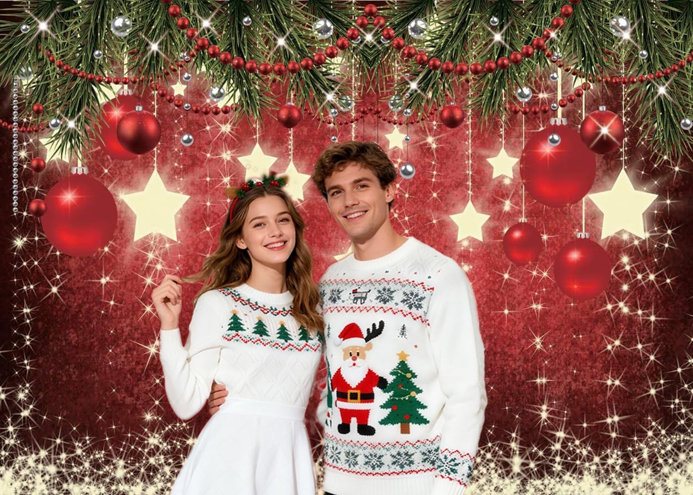 10x8ft Christmas Red Photography Backdrop Xmas Theme Backdrop New Year Decora…