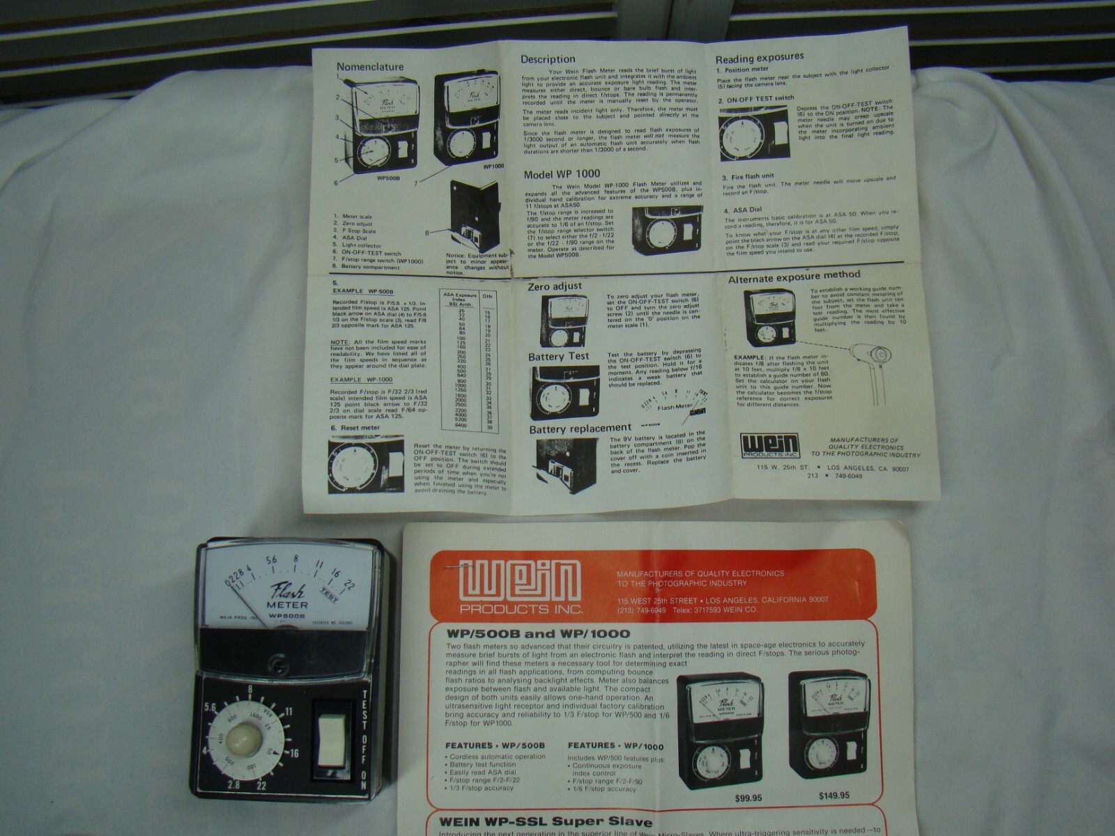 Wein Products Inc WP/500 Flash Meter with Storage Case and original paperwork