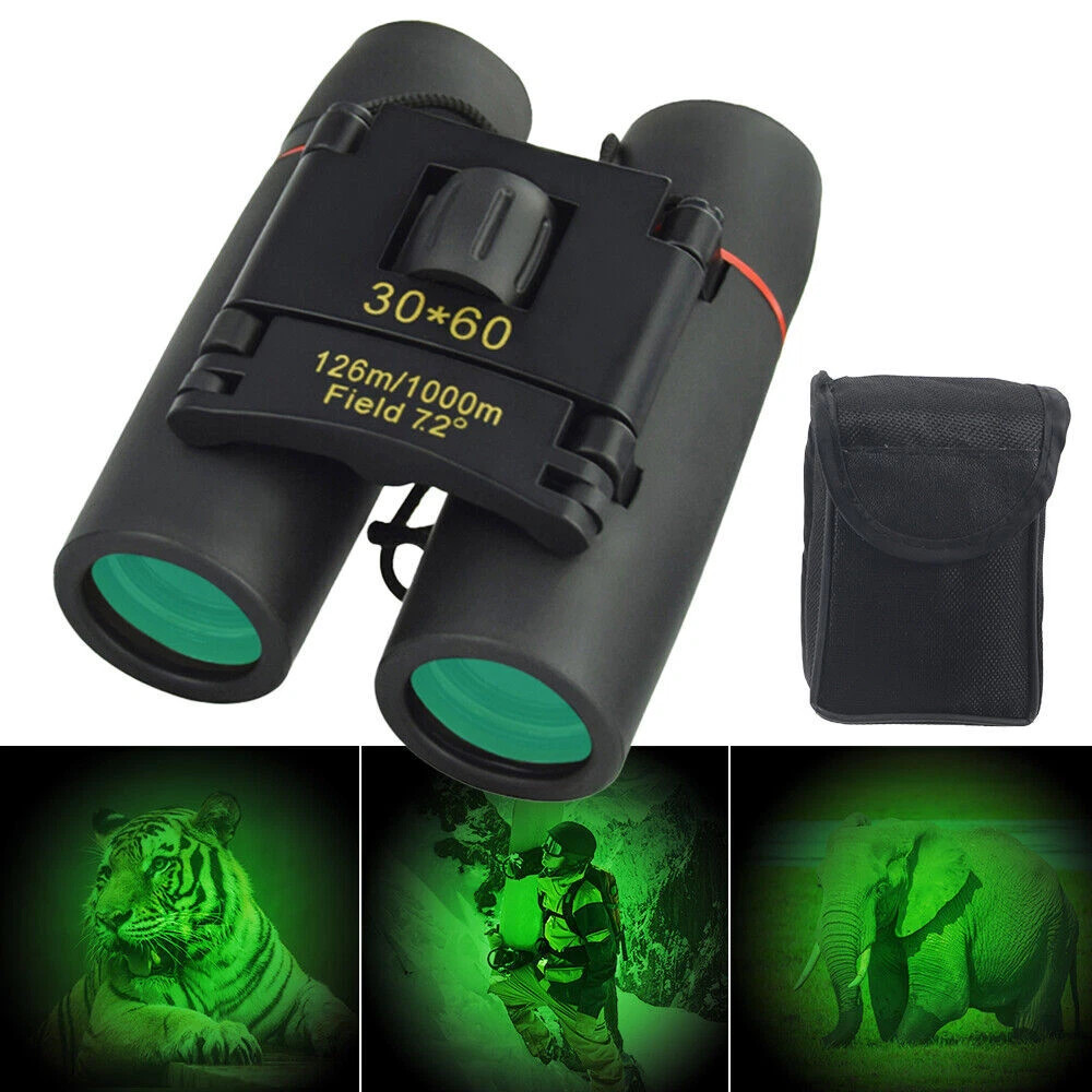 30×60 Zoom Binoculars Outdoor Travel Compact Folding Telescope Hunting Day/Night