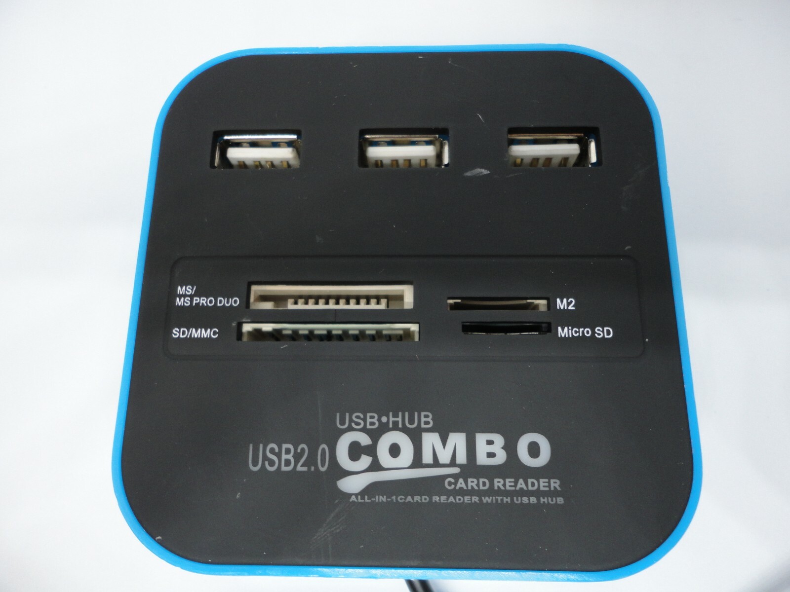USED All In One 3 Ports USB Hub Card Reader Writer Square Cube Box SD Micro +