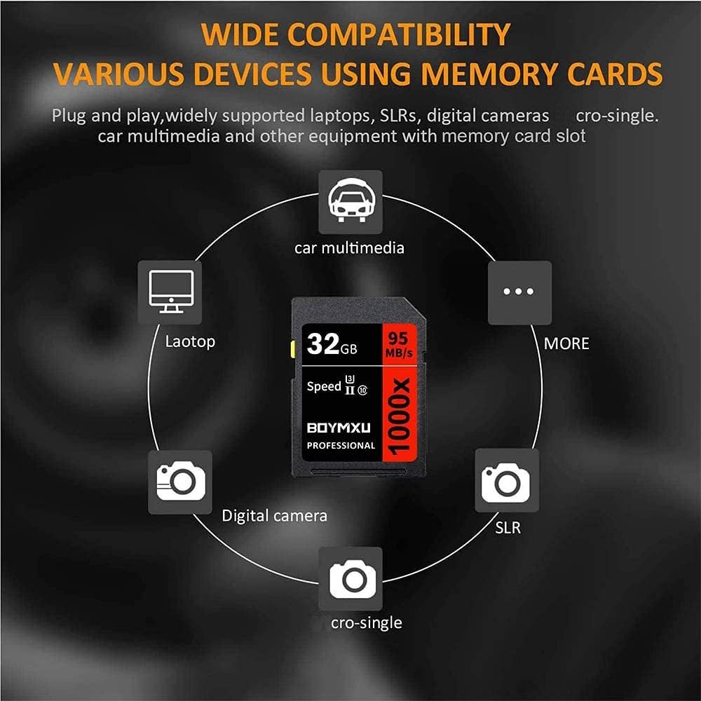 Professional 32GB Class 10 U3 Memory Card – Up to 95MB/s for Cameras & Camcor…