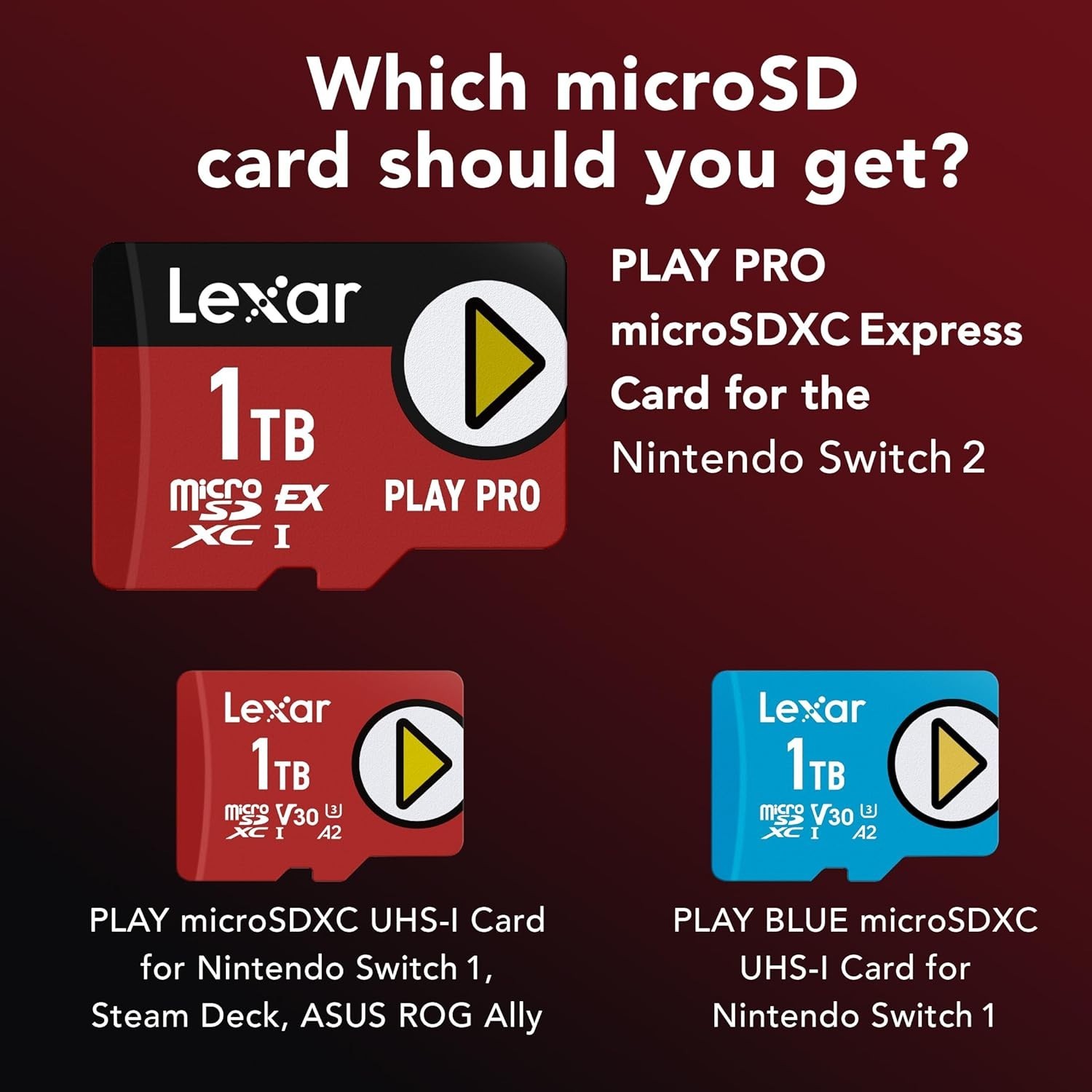 Lexar Play PRO UHS-I Micro SDXC Express Memory Card 256GB for Nintendo Switch 2