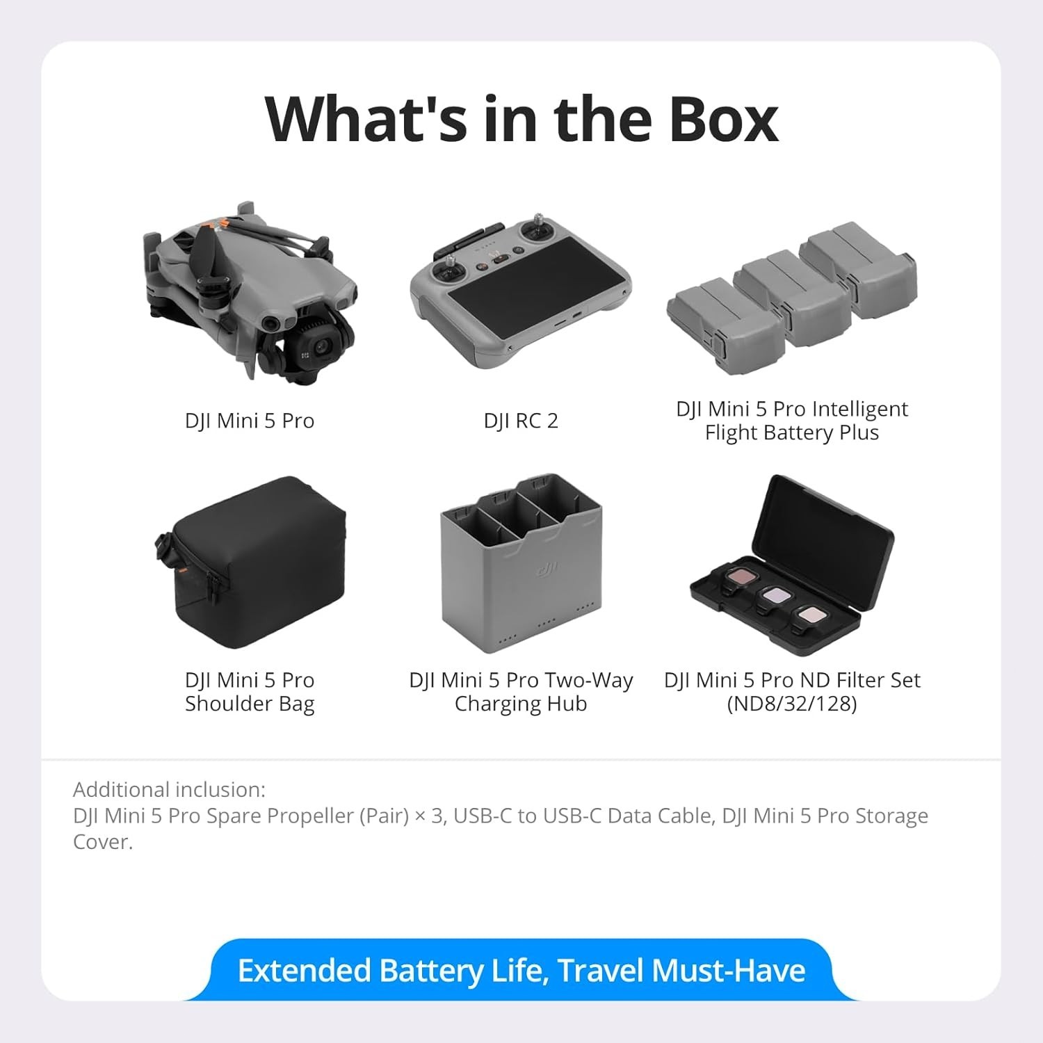 DJI Mini 5 Pro Fly More Combo Plus RC2 (3 Batteries Plus) DJI Drones Quadcopters