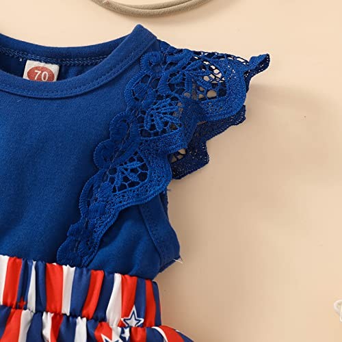 Newborn Baby Girl 4th of July Dress Independence Day Outfit 0-3 Months Blue