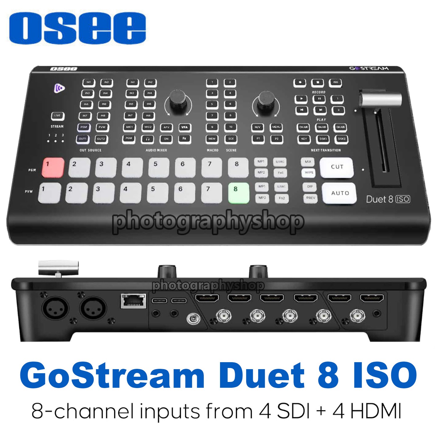 OSEE GoStream Duet 8 ISO 8 Channels SDI HDMI Video Switcher Panel Live Streaming