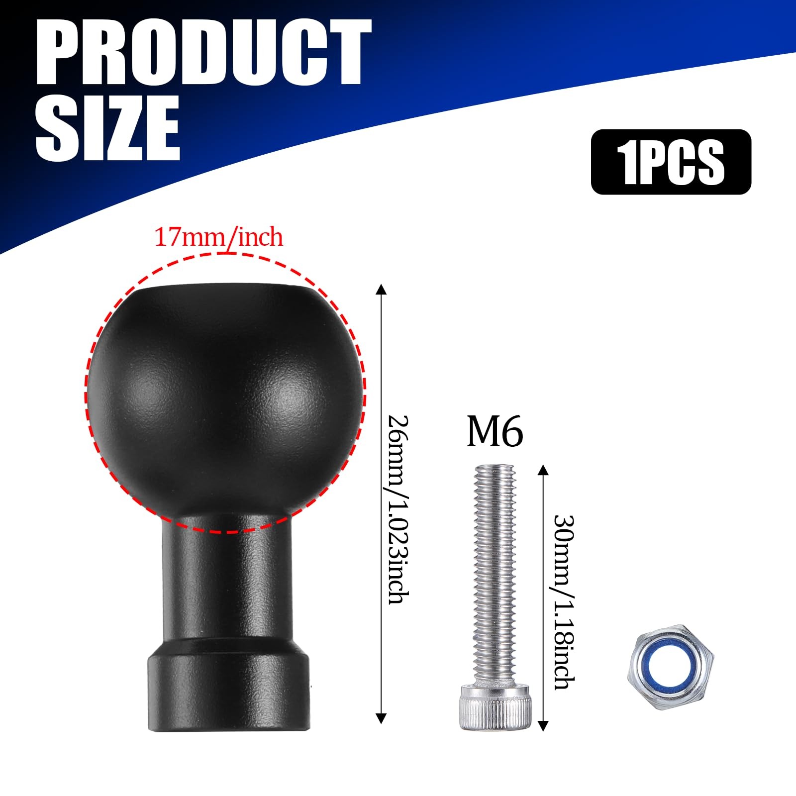 17mm Ball Mount Ball Head for Car Phone Holder Aluminum