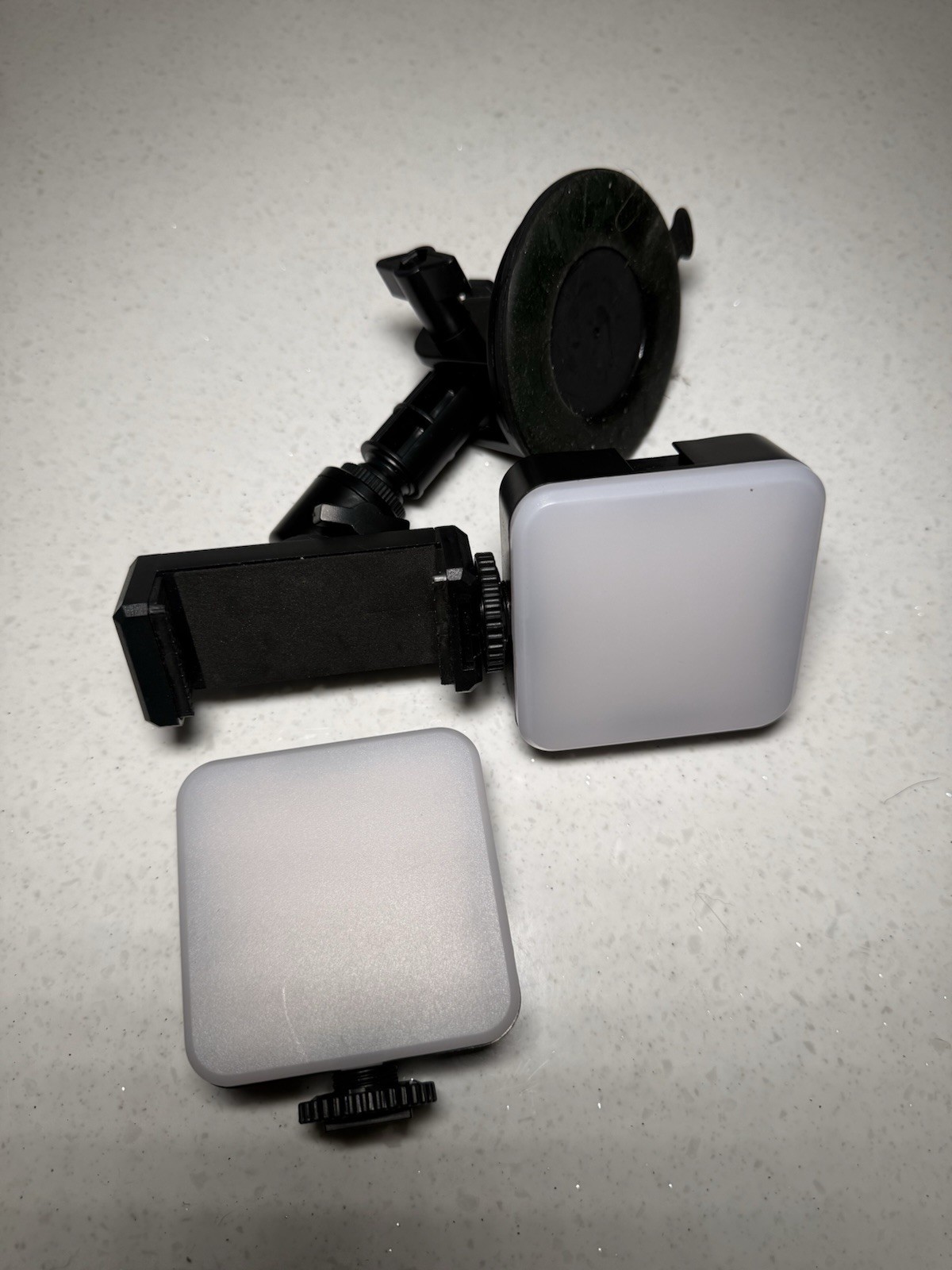 Portable LED Camera Lights White Square Set of 2 with Hot/Cold Shoe Mount