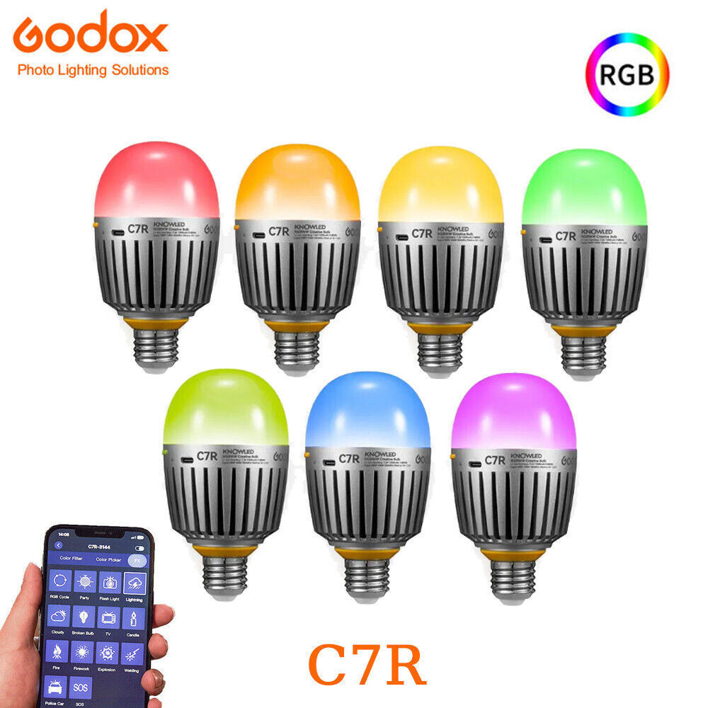 Godox C7R E27 RGBWW Creative Light Bulb 2000K-10000K Adjustable Lighting Tube
