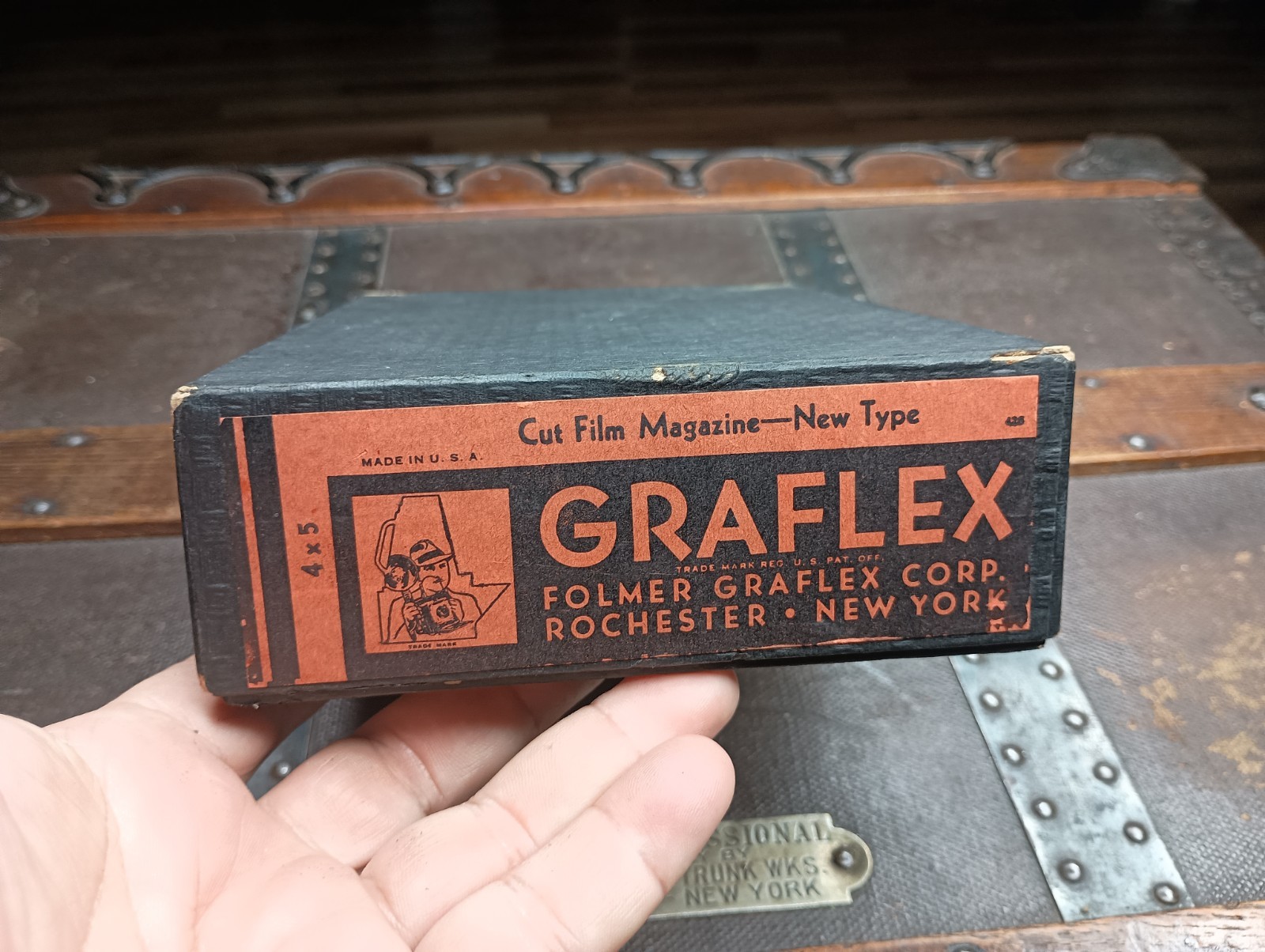 NOS 1920s-30s Graflex 4×5 Cut Film Magazine Bag Mag In Box w/ 12 Septums Folmer