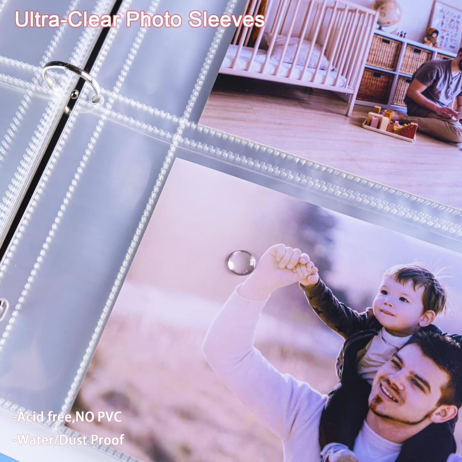 30Pack 5×7″ Photo Album Refill Pages for 3 Ring Binder,Ultra-Clear Photo Sleeves