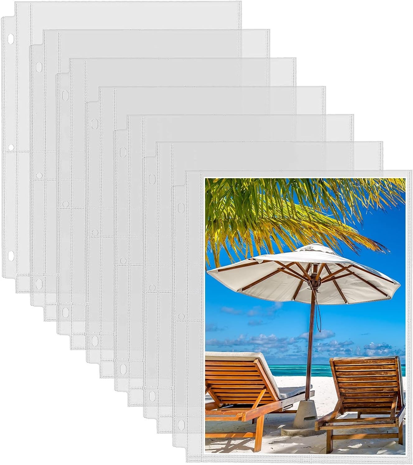30 Pack Photo Sleeves for 3 Ring Binder – (8X10, for 60 Photos), Archi