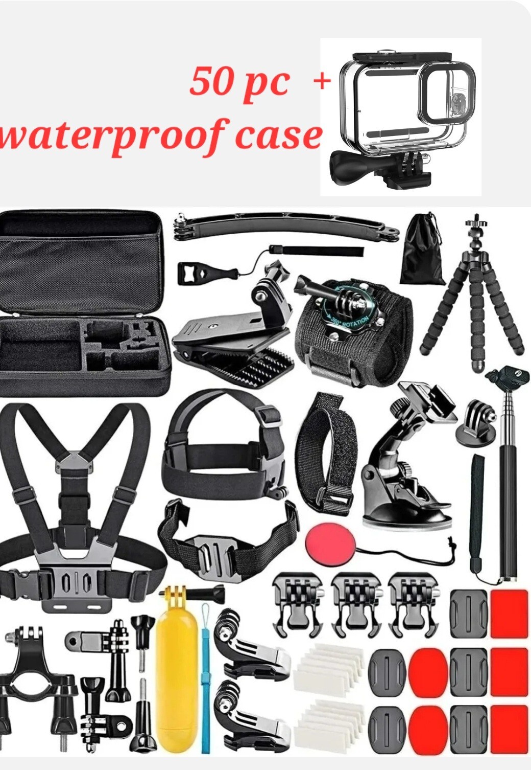50-in-1 + Waterproof Case for Gopro Hero 9 10 11 Action Camera Accessory Kit