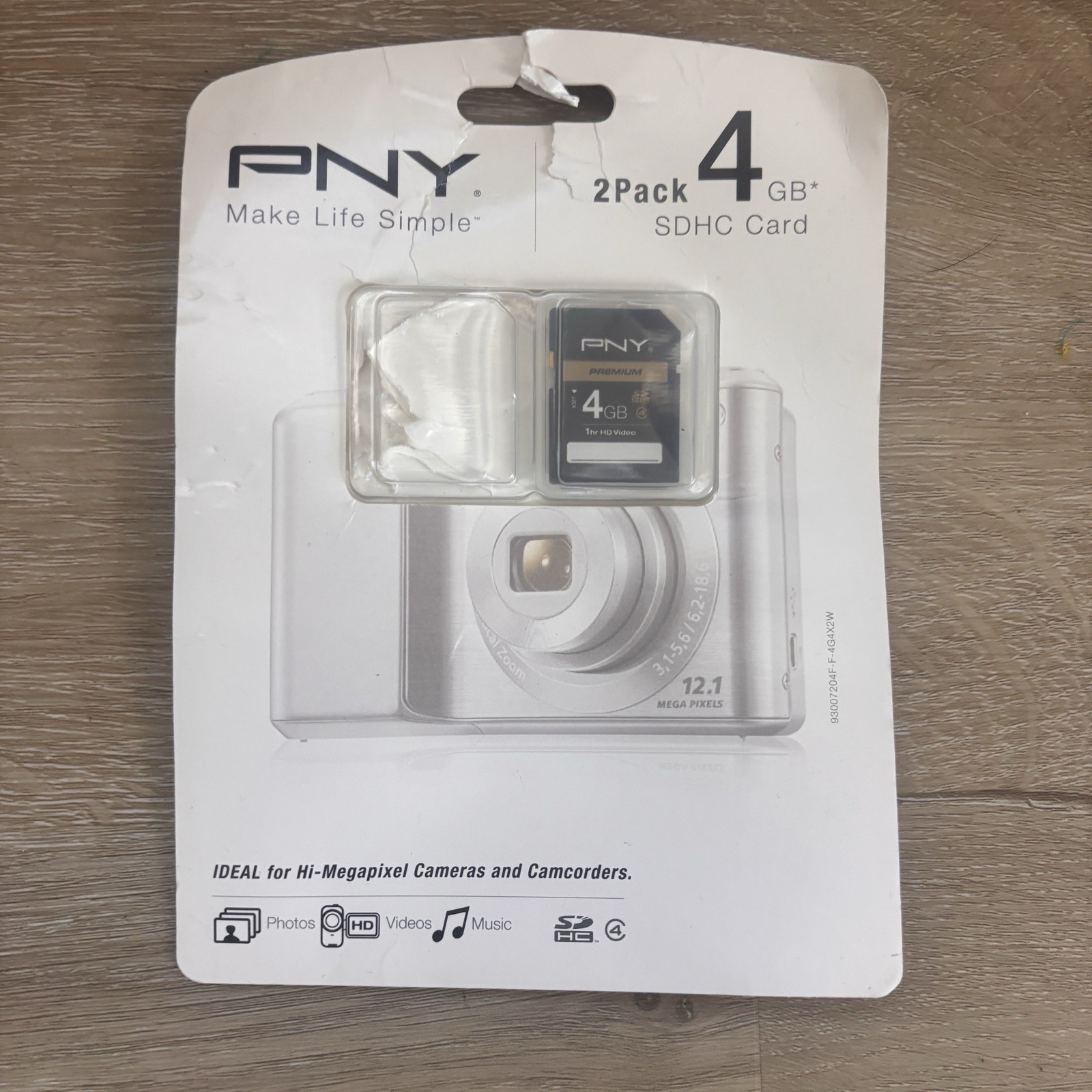 PNY Premium 4GB SDHC Flash Memory Card Class 4 Camera Video 2Pack ONLY 1 CARD