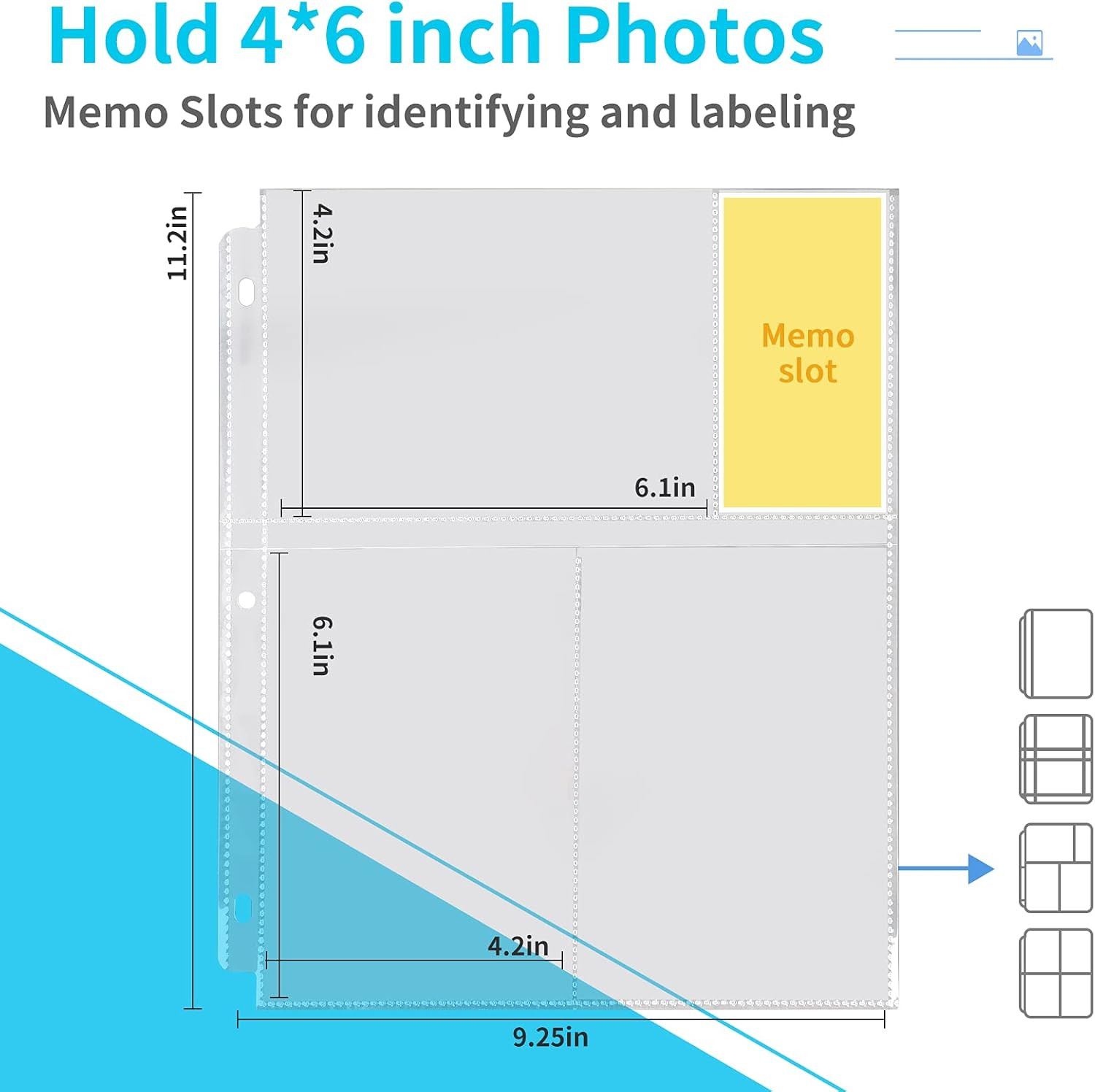 Fabmaker 30 Pack Photo Sleeves for 3 Ring Binder – (4X6, for 180 Photos), Archiv