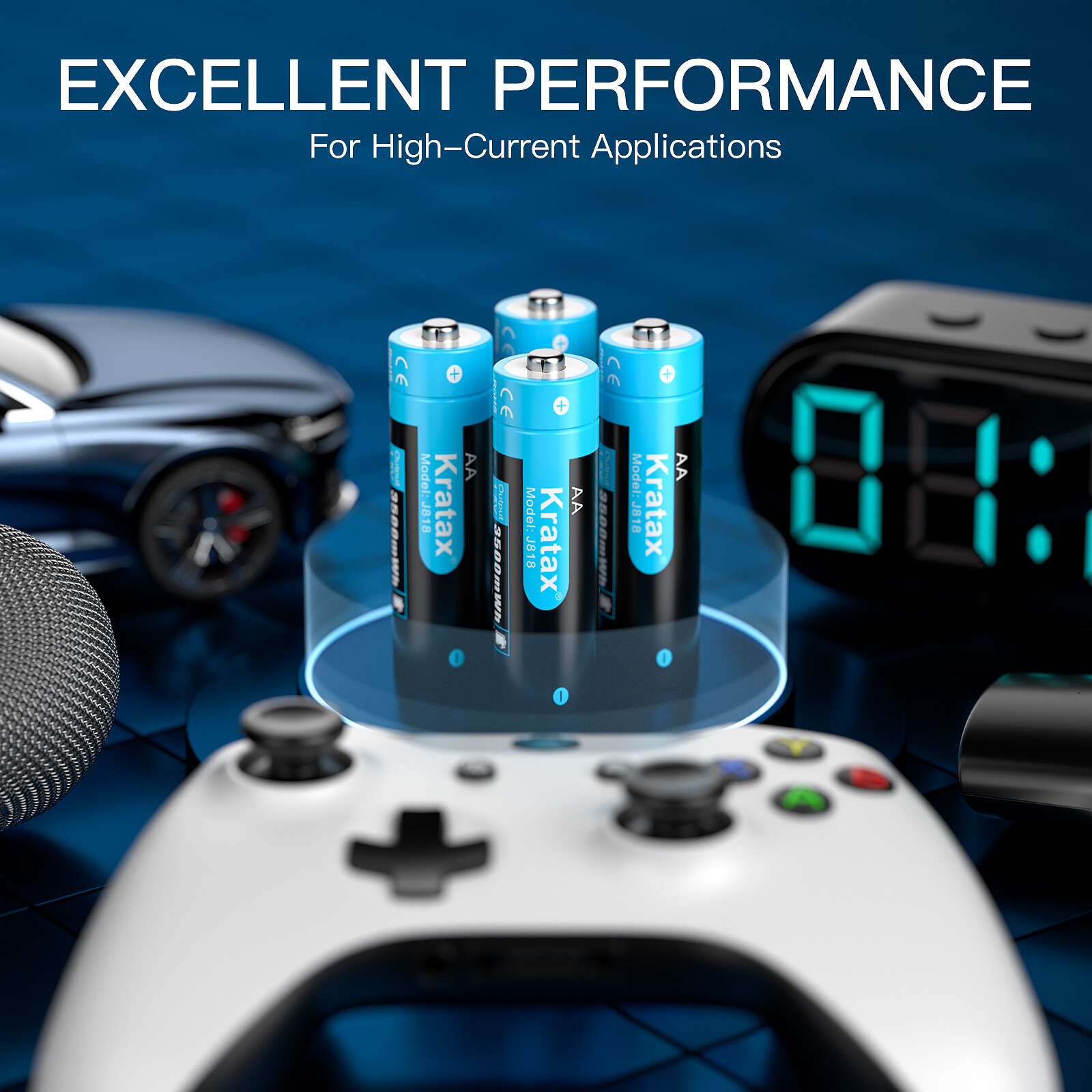 8PCS AA Rechargeable Lithium 1.5v Batteries,Kratax 3500mWh 1600 Cycles Double AA