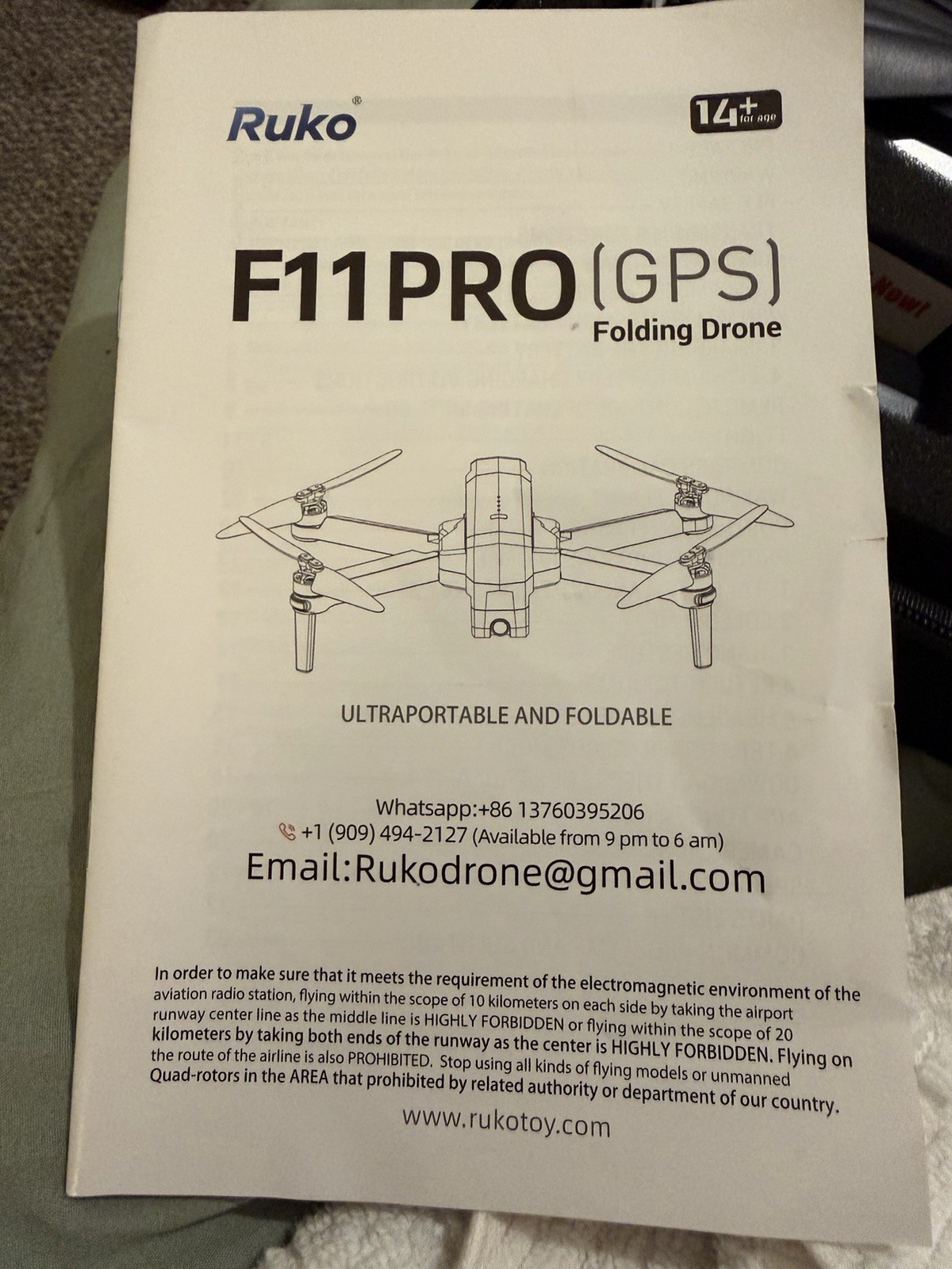 Ruko F11PRO GPS Folding Drone Kit w/ Remote Control, Batteries & Case