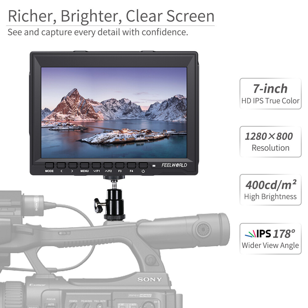 FEELWORLD FW759 7 inch DSLR Camera Field Monitor LCD IPS HD 4K HDMI Video Assist