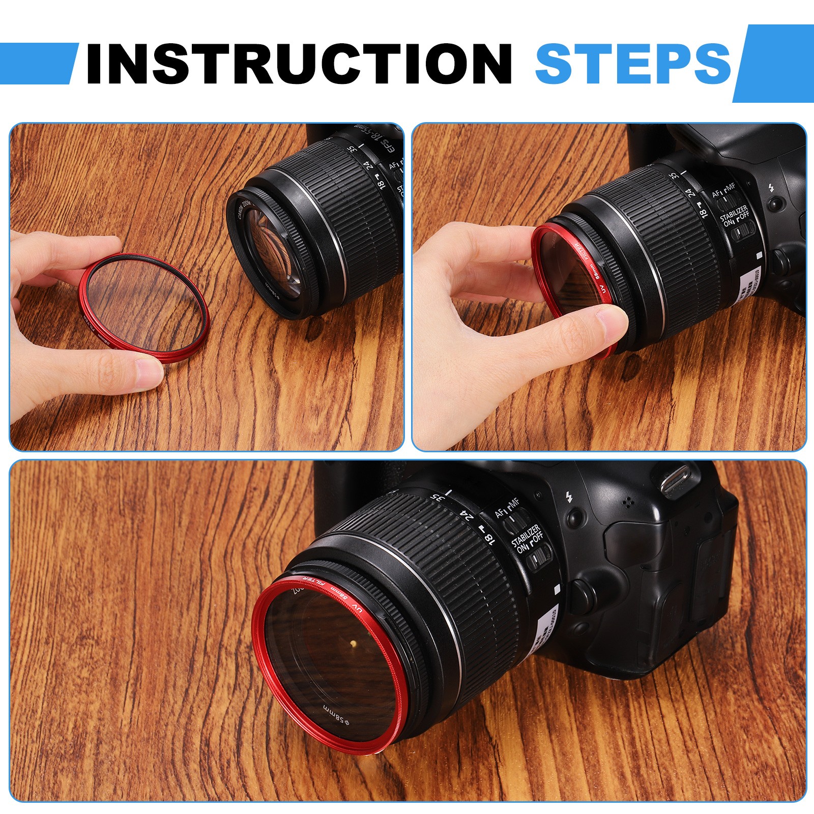 2Pcs 52mm Ultra Slim Lens Filter Multi Coating Camera Len Filter, Blue