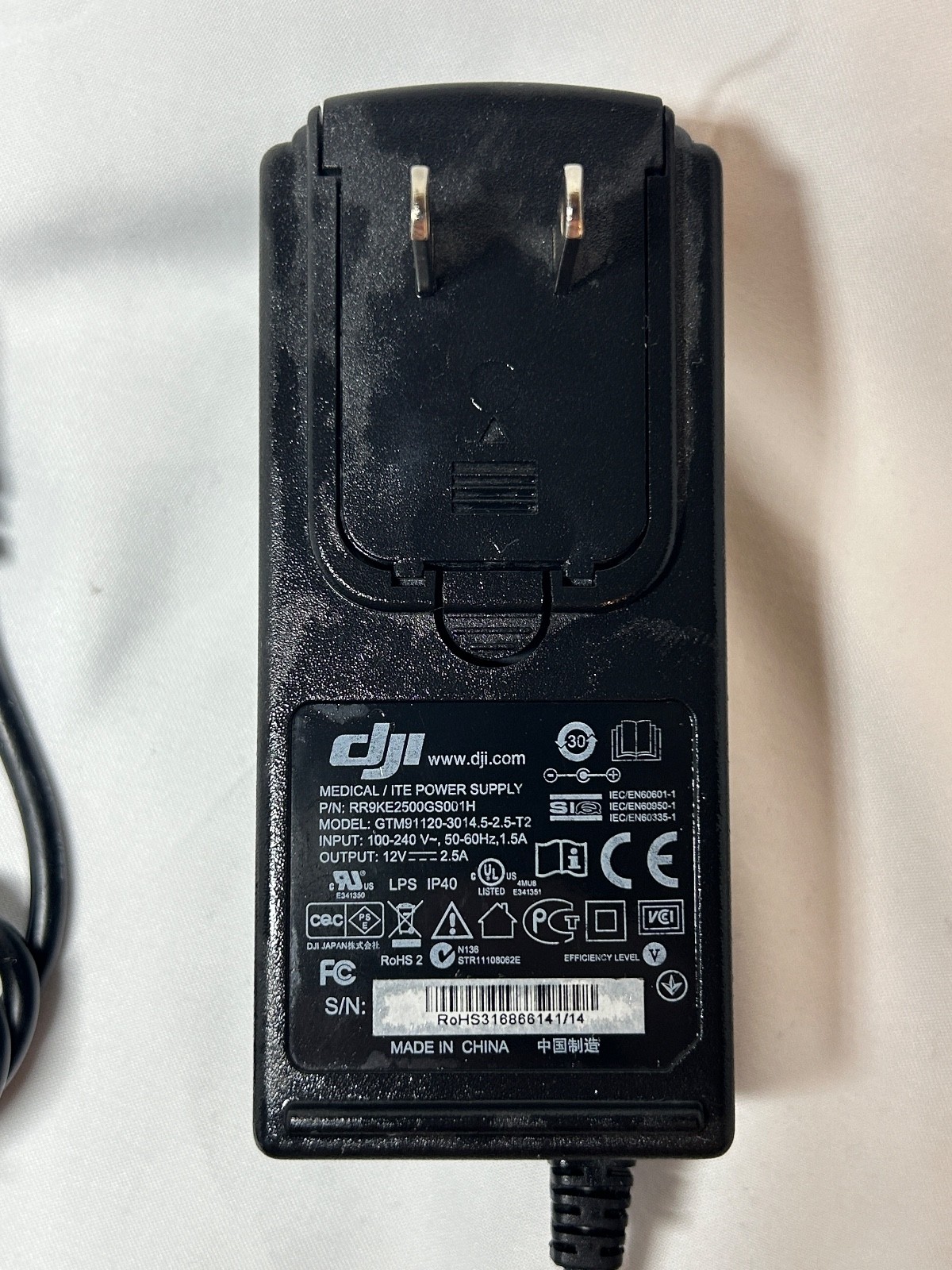 DJI Original Medical Grade AC Power Supply 100–240V – GTM91120-3014.5-2.5-T2