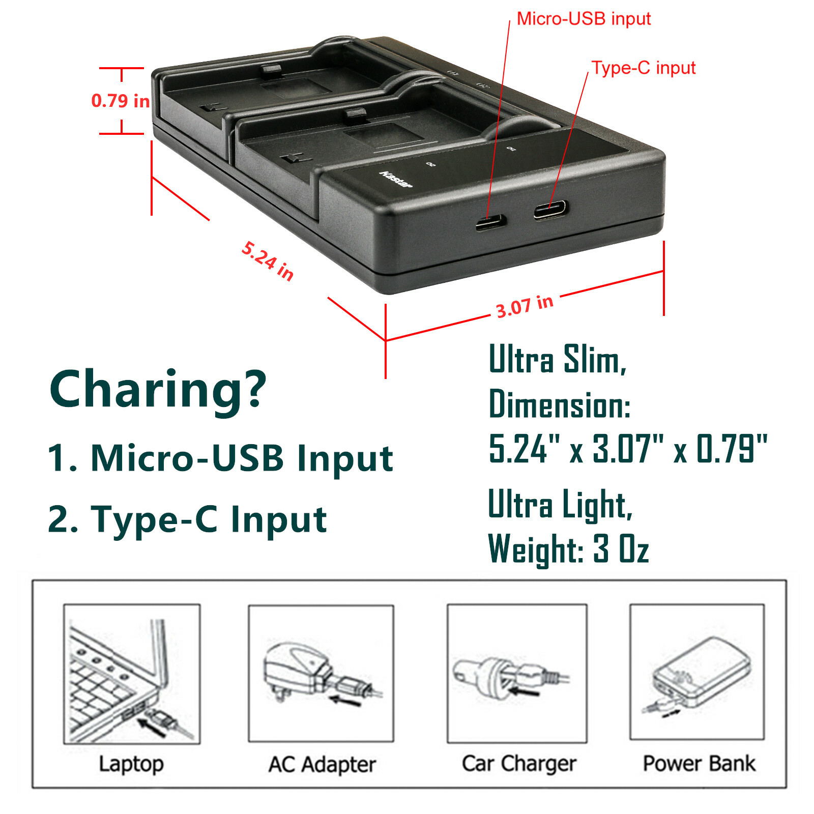 Kastar 2 Battery + Charger for Nikon EN-EL3e D100 D200 D300 D50 D70 D80 D90 MD10