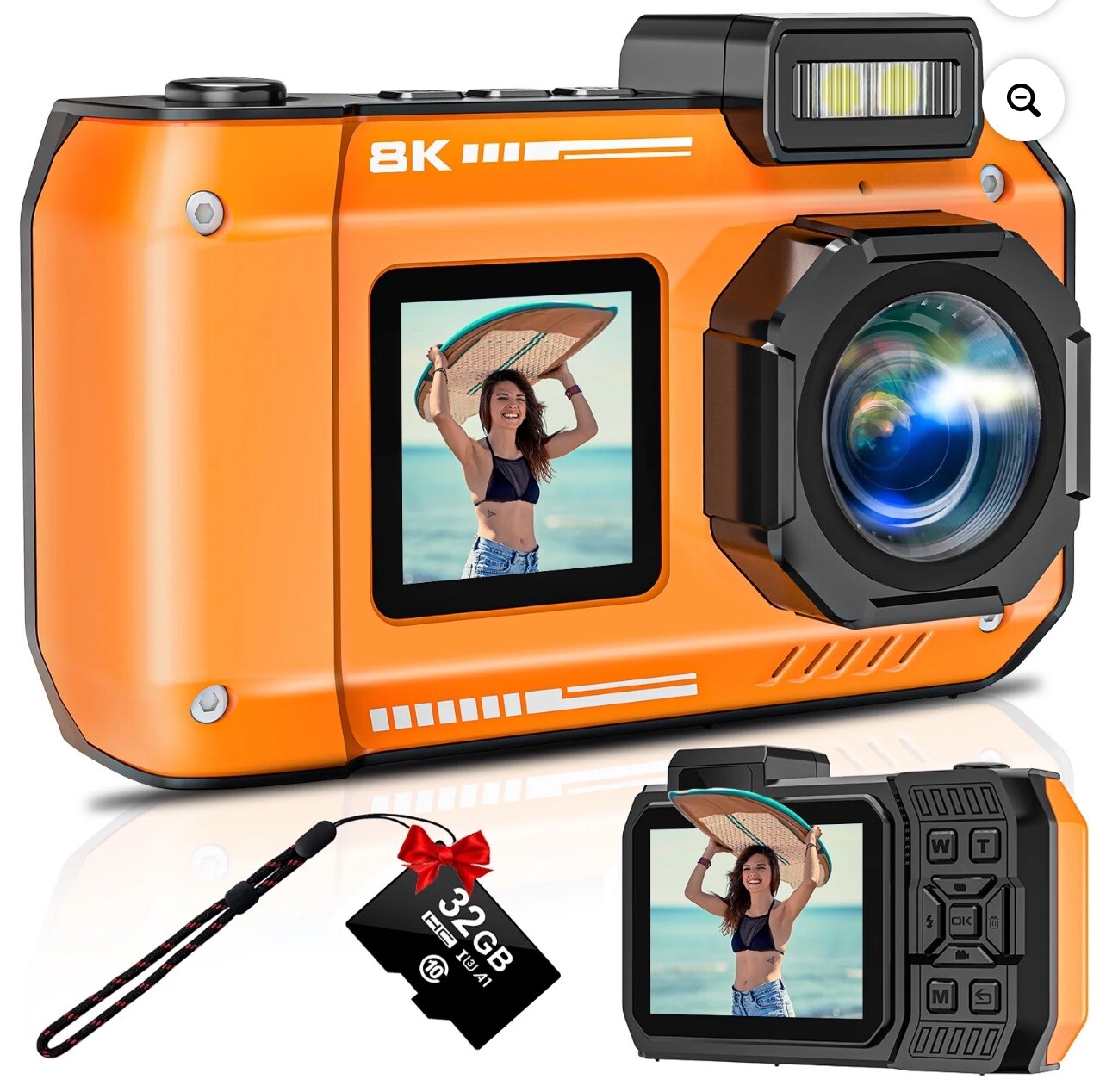 Upgraded 8K 70MP Underwater Camera with 32G Card, 33FT Camera Rugged Dustproof