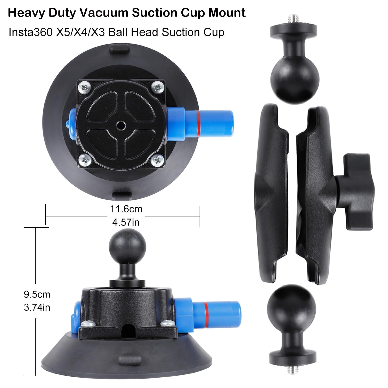 Camera Air Pump Vacuum Suction Cup Handlebar Mount Kit for Insta360 & GoPro – 36