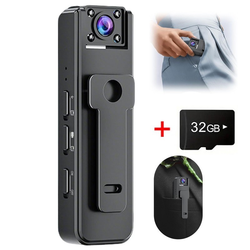 1080P Police Body Camera Video Audio Recorder Pocket Night Cam with 32GB Card
