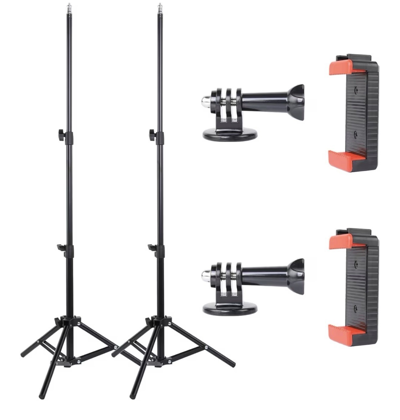 2 Pack Photography Light Stands Tripod, 45″/3.7ft Adj. Lighting Stand Clamp Mou