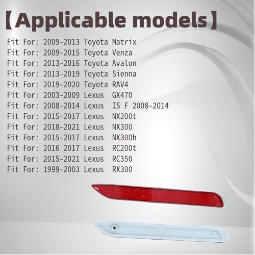 Rear Bumper Reflector Light Set Left & Right Compatible with Toyota RAV4 2019