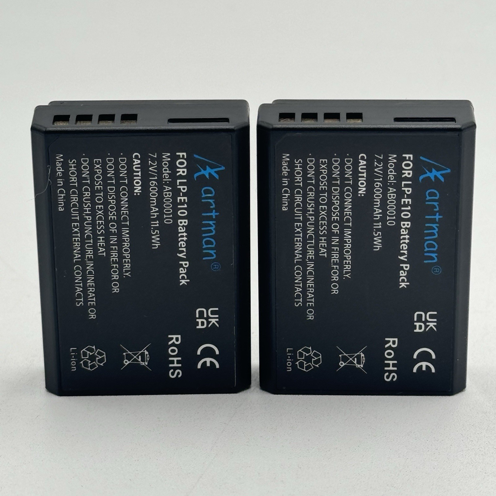 Artman LP-E10 Battery 2-Pack 1600Mah and Rapid Dual USB Charger for Canon LP E10