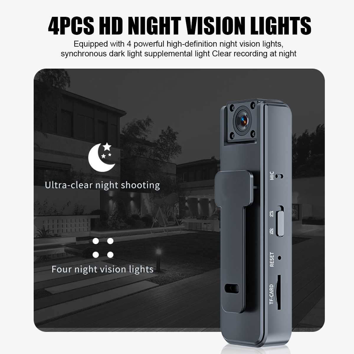 HD 1080P Camcorder Mini Police Body Camera HD 180° Video DVR IR Night Cam