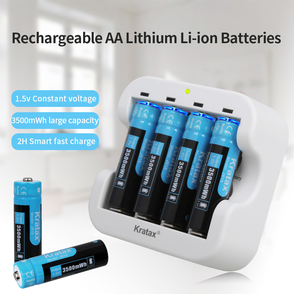 3500mWh AA Lithium Rechargable Batteries 1.5V Rechargable Li-ion Battery Charger