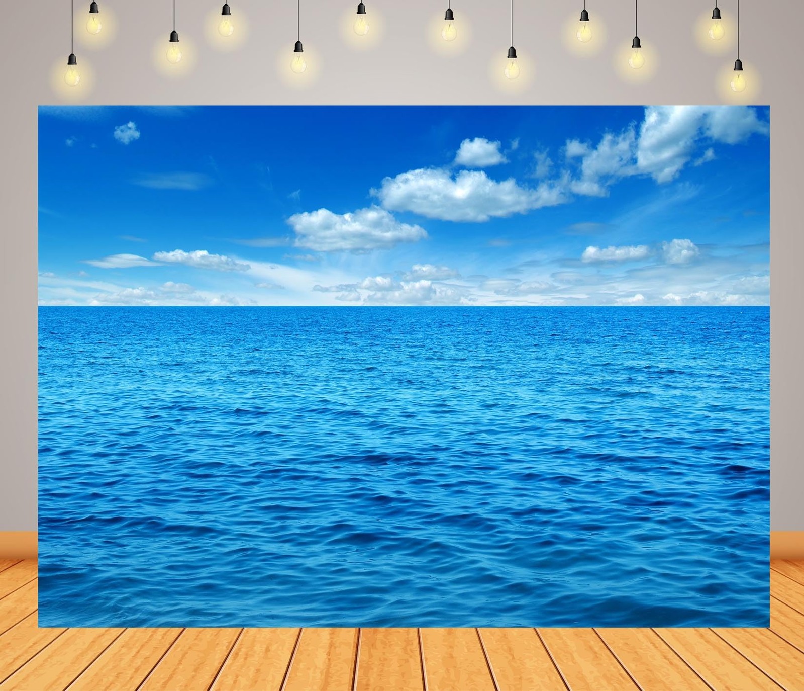 7x5ft Fabric Ocean Sky Backdrop Summer Blue Ocean and Sky Natural Scenery Pho…