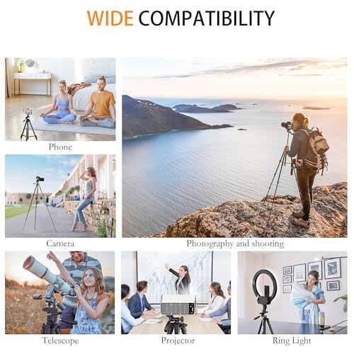 71″ Camera Tripod Aluminum Tall Tripod Stand Compatible with Canon Nikon with Wi