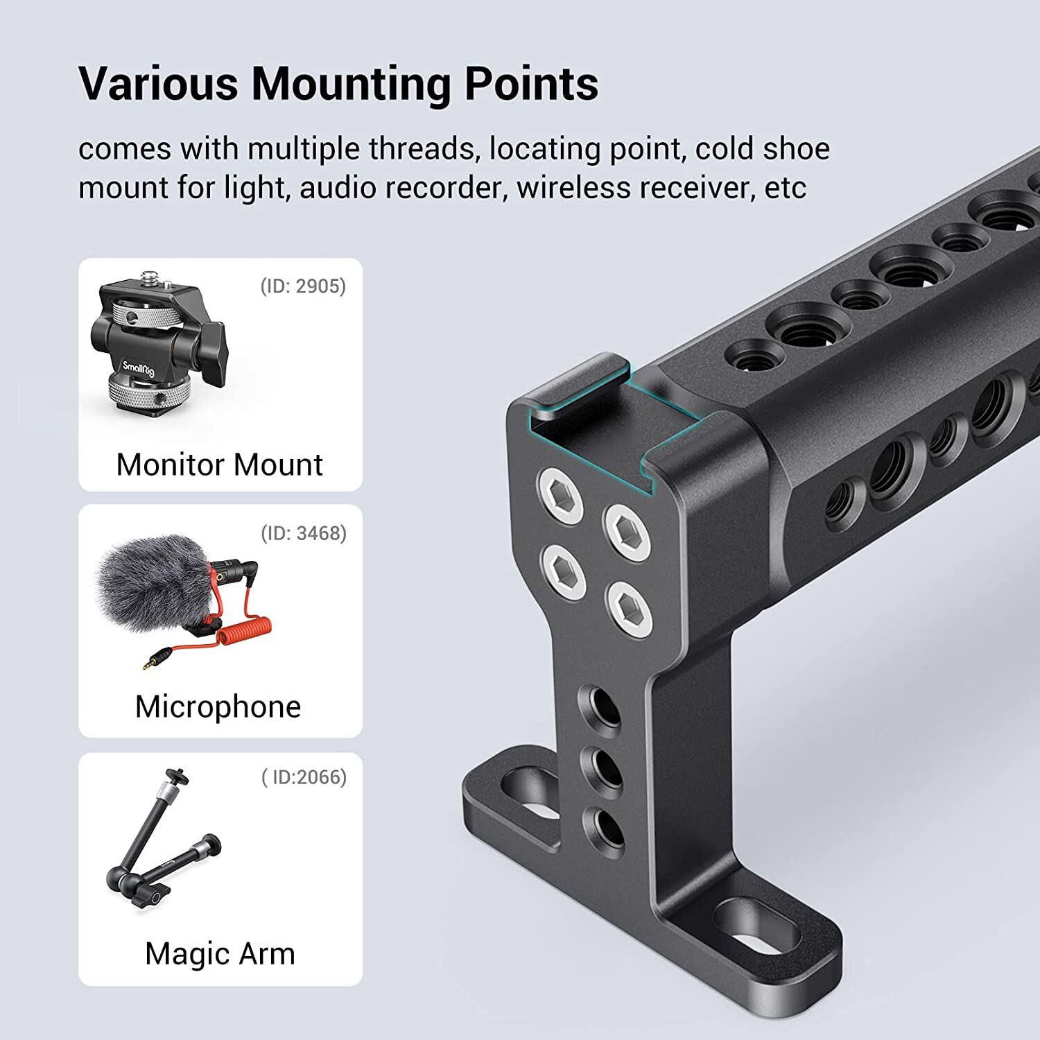SmallRig Top Handle 127mm Cheese Handle Cold Shoe Mount for Camera Cage-1638C