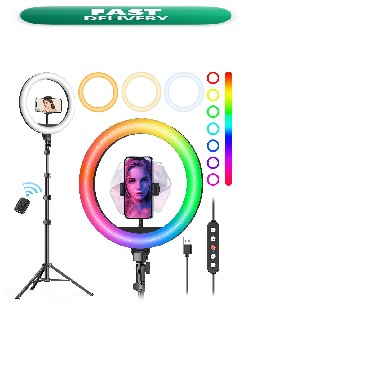 Weilisi 10 Ring Light Stand 72 Holder38 Color Modes Selfie Light Tripod