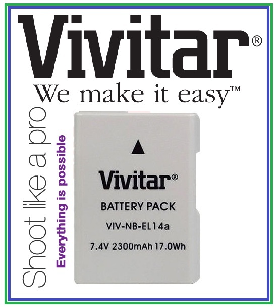 Vivitar Hi Capacity 2300mAh EN-EL14a EN-EL14 Battery for Nikon D3400