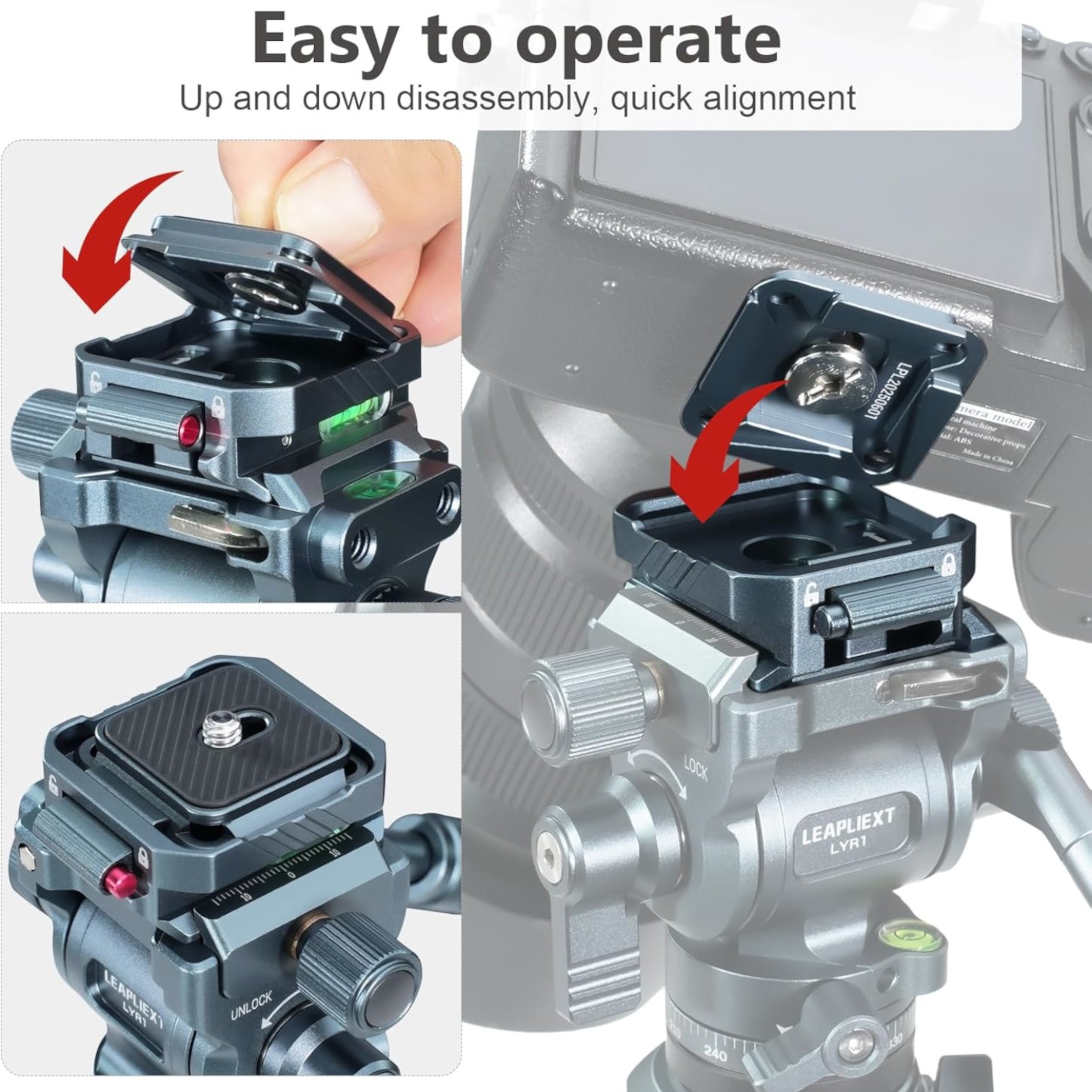 2 in 1 Aluminum Tripod Head Quick Release Plate Clip for DSLR Camera DV Arca US